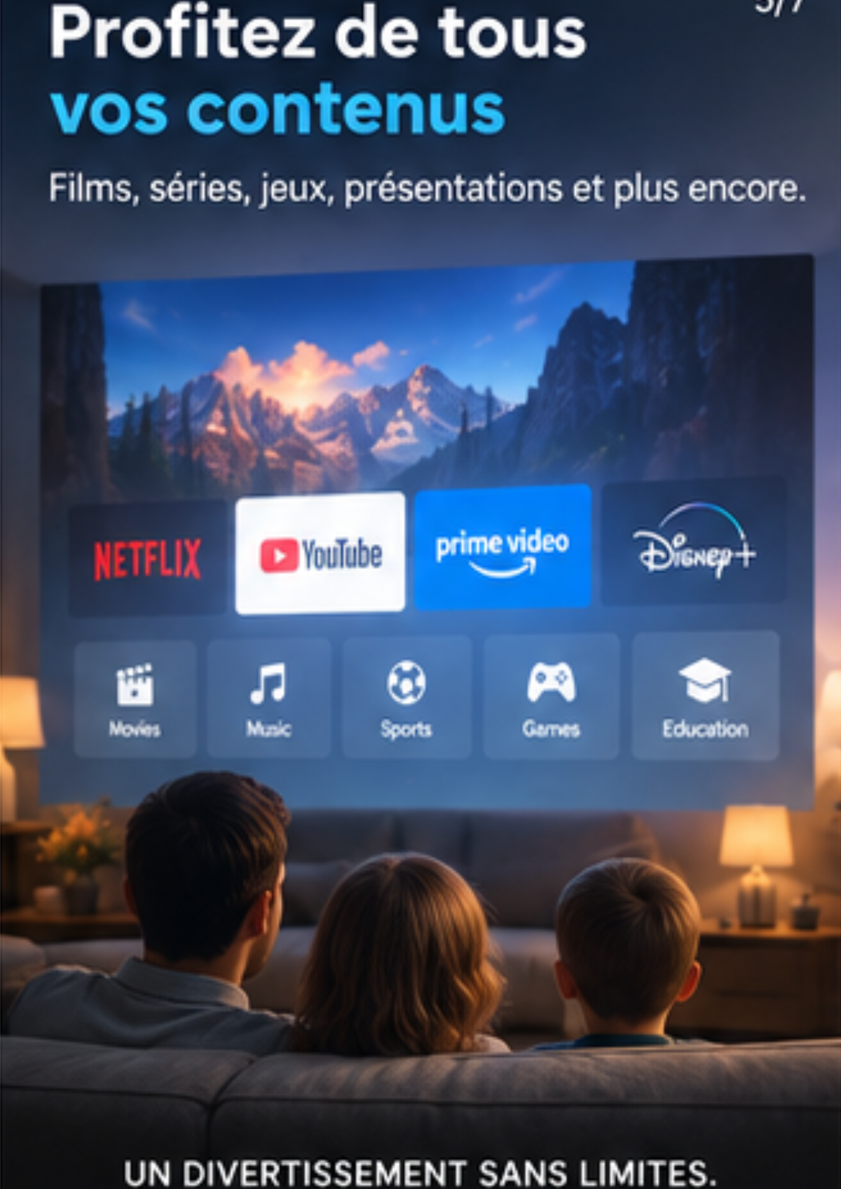 Vidéoprojecteur Portable 180° – Transformez votre intérieur en cinéma